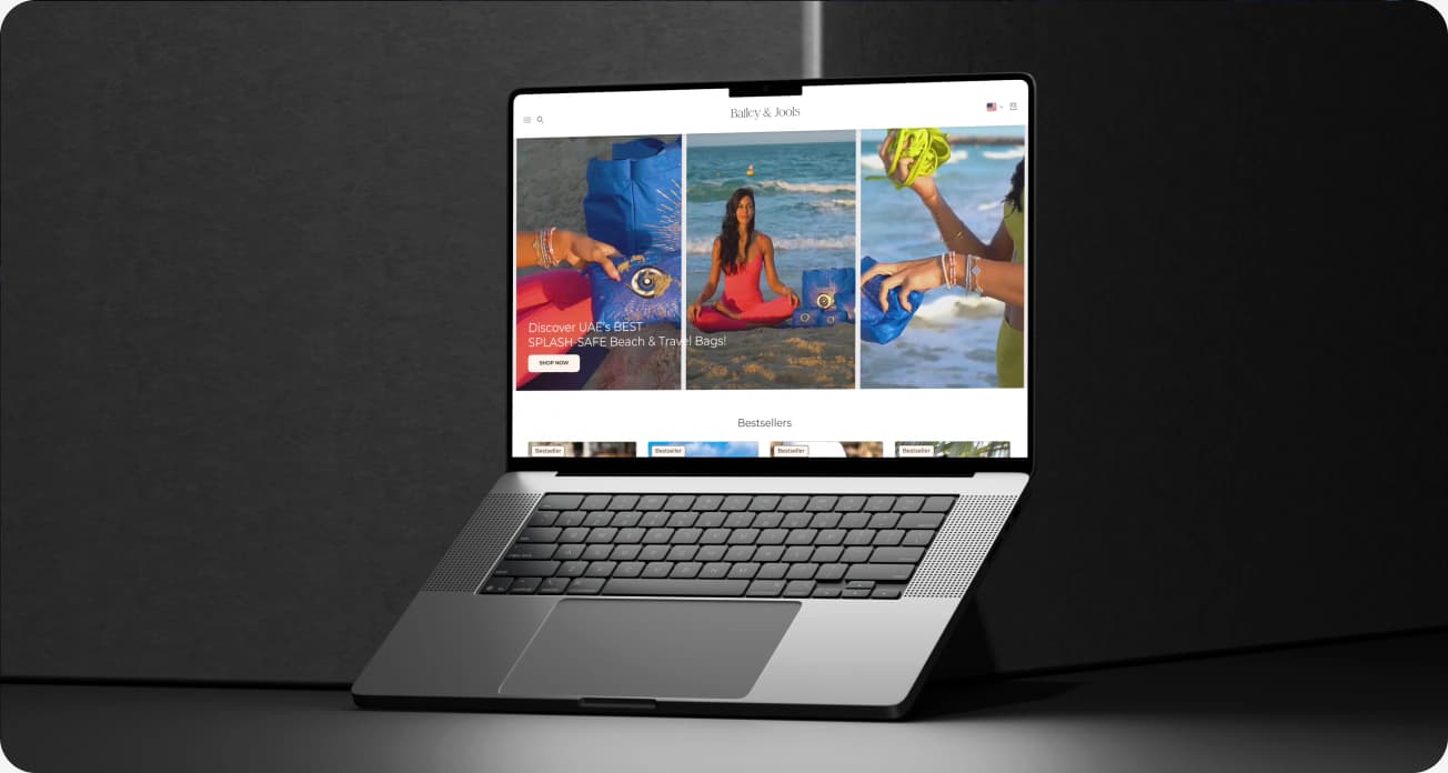 The Bailey & Jools store on a laptop