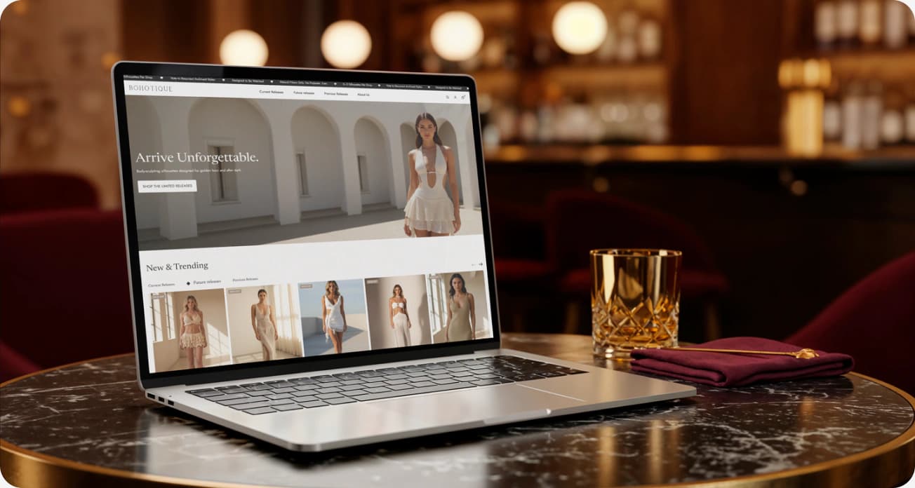 The Bohotique fashion store on a laptop