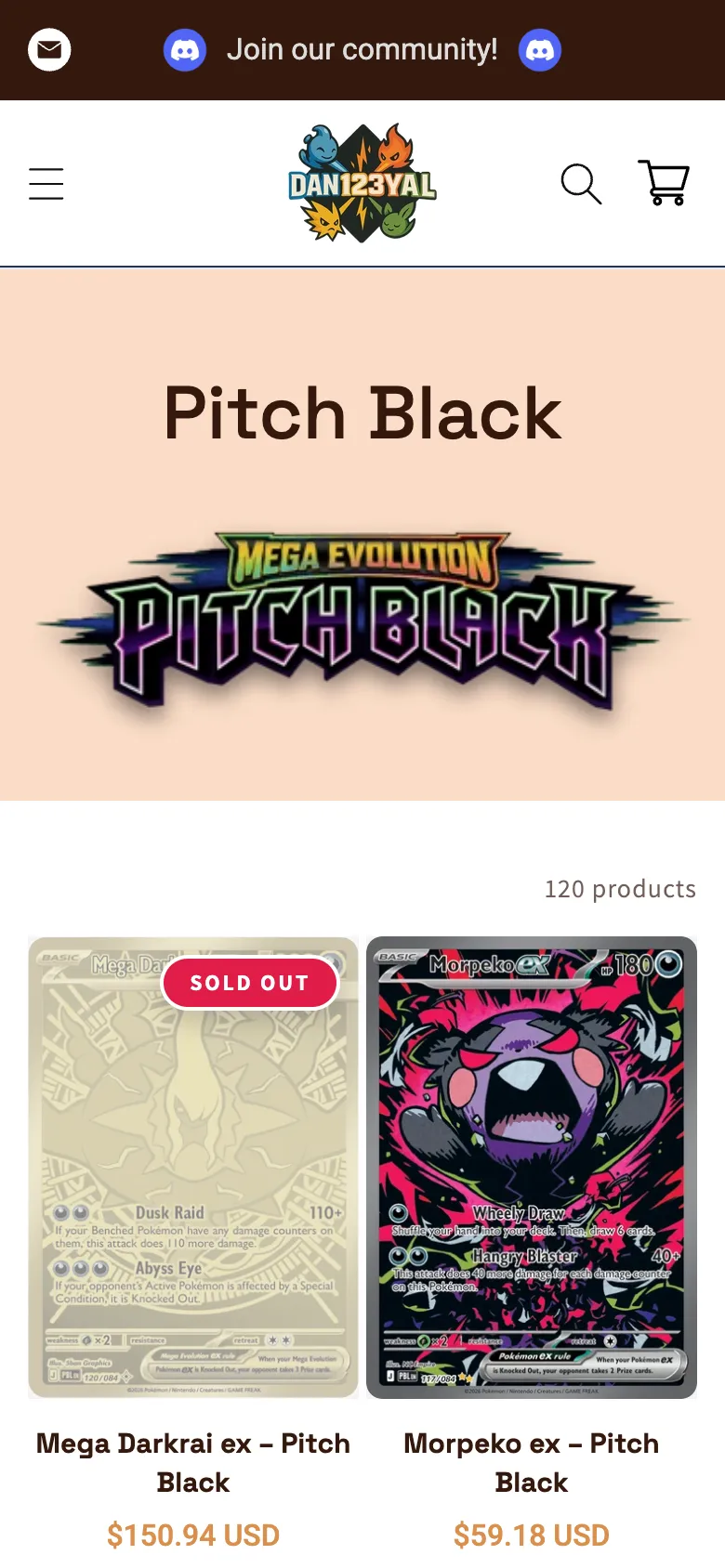 The Pitch Black collection on a phone, with the set's logo and its first cards